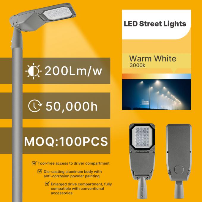 SMD3030 High Lumen AC LED Street Light 50W 70W سیستم کنترل نور 1