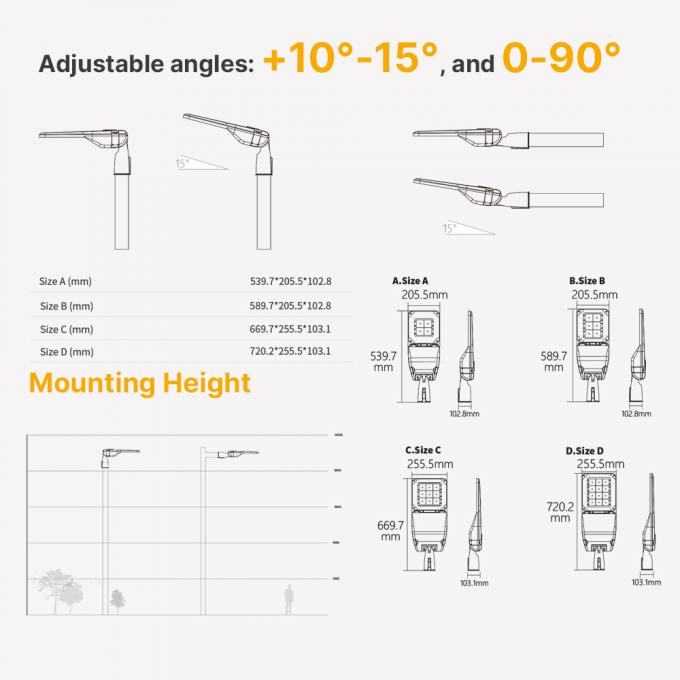 SMD3030 High Lumen AC LED Street Light 50W 70W سیستم کنترل نور 3